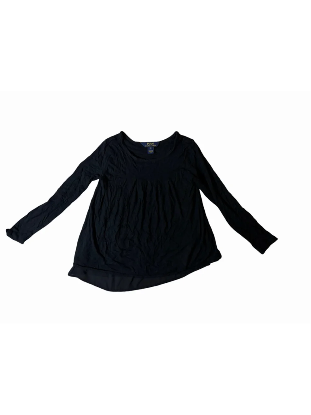 Polo Ralph Lauren Girl’s Black Long Sleeve Knit Top w/ Chiffon Hem – Size S (7)